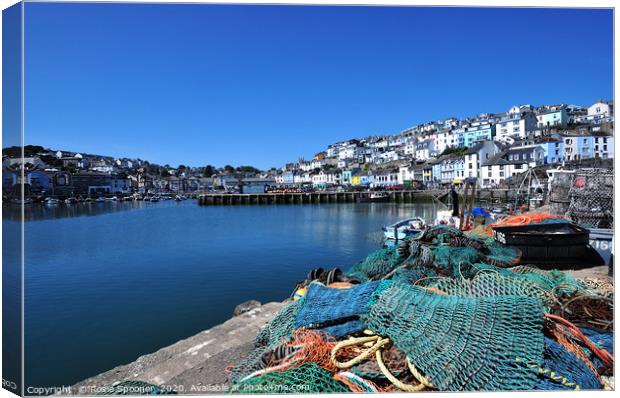 Beautiful  blue sky and water at Brixham Harbour Canvas Print by Rosie Spooner