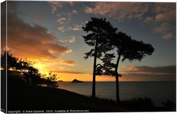 Meadfoot Beach Sunrise in Torquay Devon Canvas Print by Rosie Spooner