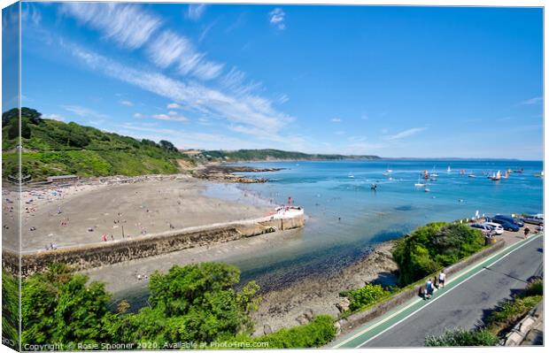 Banjo pier and beach at Looe in Cornwall Canvas Print by Rosie Spooner