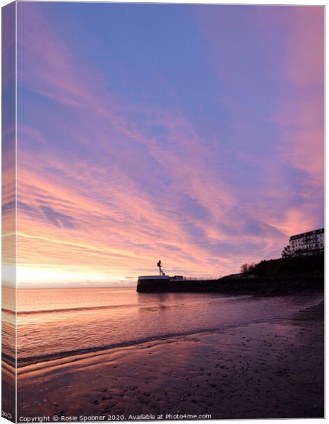 Banjo Pier at Sunrise from Looe Beach Canvas Print by Rosie Spooner