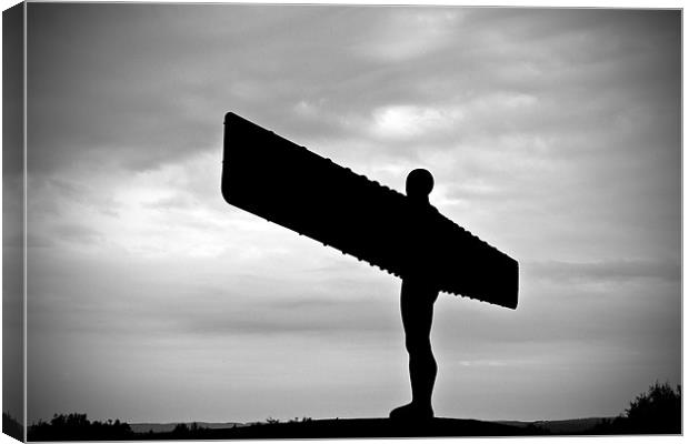 Angel of the North BW Silhouette Canvas Print by Chris Chambers