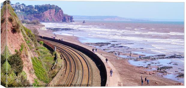 Railway Line At Teignmouth Canvas Print by Peter F Hunt