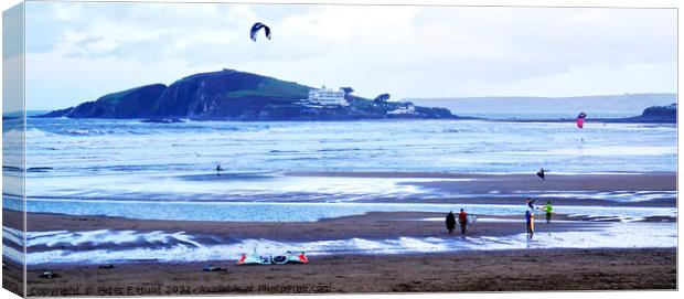 A Winters Day At Bantham Sands Canvas Print by Peter F Hunt