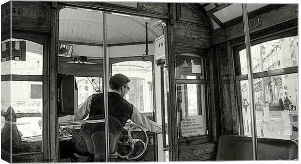 Lisbon City The Tram Driver Canvas Print by Peter F Hunt