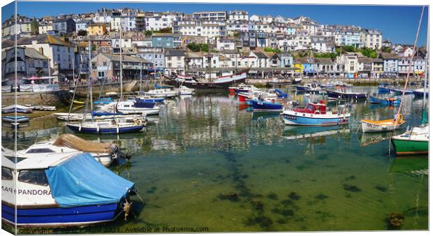 Brixham In The Sunshine Canvas Print by Peter F Hunt