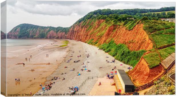 The Red Cliffs Of Sidmouth  Canvas Print by Peter F Hunt