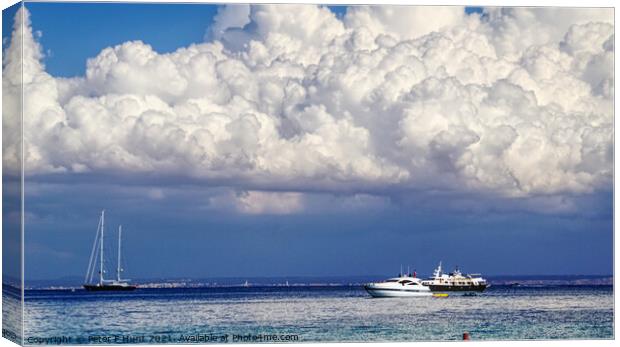 Dramatic Clouds Over Palma Bay Mallorca Canvas Print by Peter F Hunt
