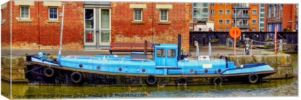 Canal Tug Severn Progress Gloucester Dock Canvas Print by Peter F Hunt