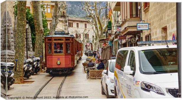 Tram Leaving Soller For Puerto Soller Canvas Print by Peter F Hunt