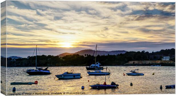 Sun Going Down Over Portals Mallorca Canvas Print by Peter F Hunt