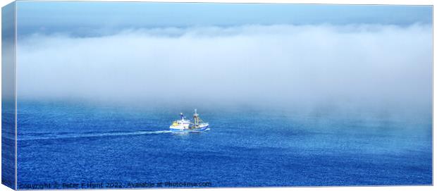 Brixham Trawler Sailing Into The Mist Canvas Print by Peter F Hunt