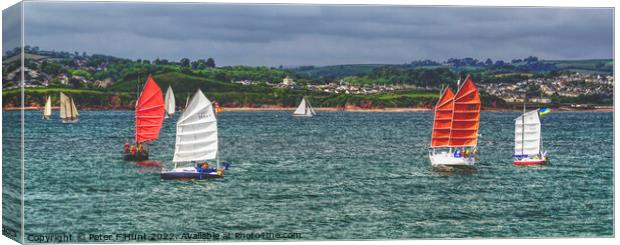 Junk Sails Off Brixham Canvas Print by Peter F Hunt