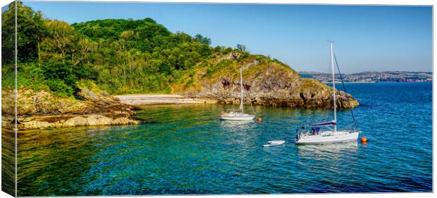 Fishcombe Cove And Churtston Quay Canvas Print by Peter F Hunt