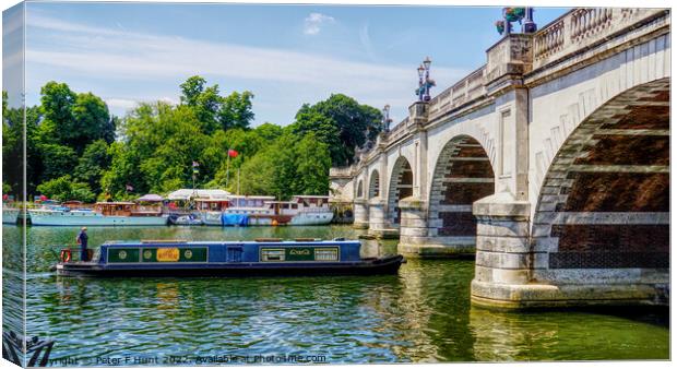 Barge Approaching Kingston Bridge Canvas Print by Peter F Hunt