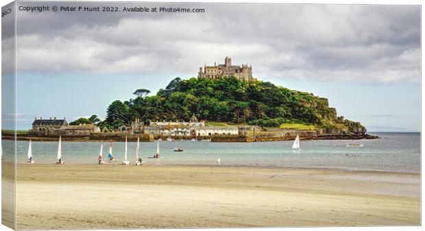 Sailing Off St Michael's Mount Canvas Print by Peter F Hunt