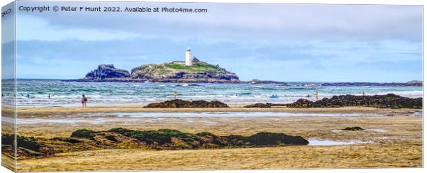 Godrevy Island And Lighthouse  Canvas Print by Peter F Hunt