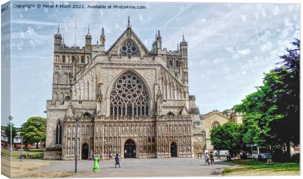 Exeter Cathedral  Canvas Print by Peter F Hunt