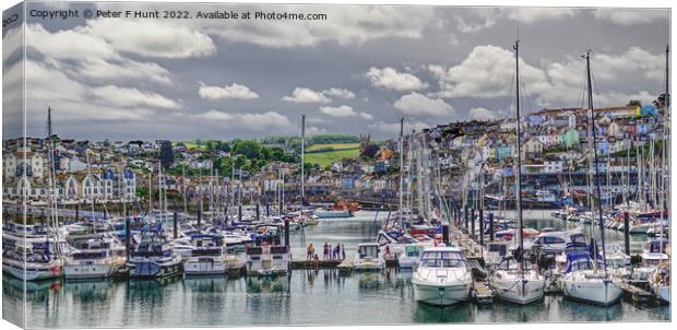 Brixham Marina And Town  Canvas Print by Peter F Hunt