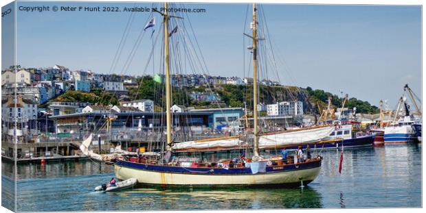 The Tall Ship Maybe In Brixham Harbour Canvas Print by Peter F Hunt