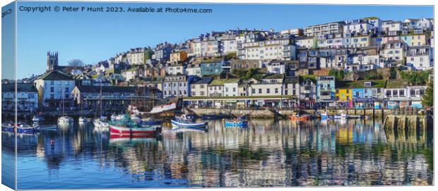 Winter Reflections In Brixham Harbour Canvas Print by Peter F Hunt