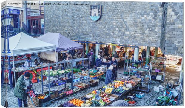 The Friday Market Totnes Devon Canvas Print by Peter F Hunt