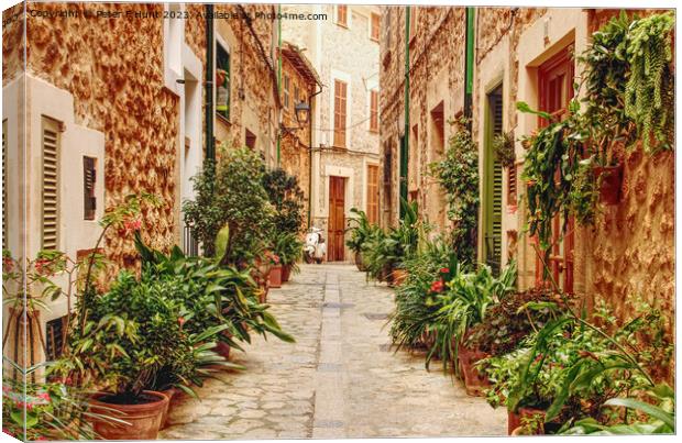 A Street in Fornalutx Village Canvas Print by Peter F Hunt
