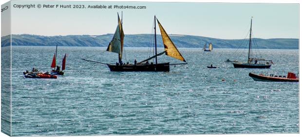 Love A Lugger The View From Looe Beach Canvas Print by Peter F Hunt