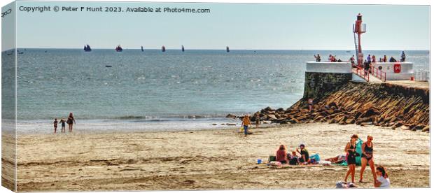 A Fine Day On Looe Beach Canvas Print by Peter F Hunt