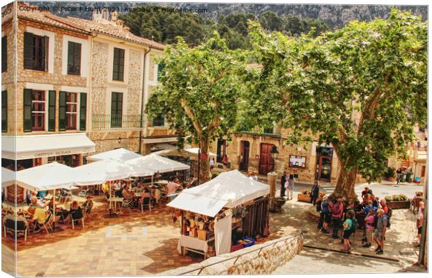 The Plaza At Fornalutx Mallorca Canvas Print by Peter F Hunt