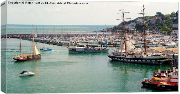 A Busy Harbour In Devon Canvas Print by Peter F Hunt