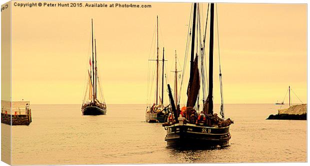 Luggers Heading Out To Sea  Canvas Print by Peter F Hunt