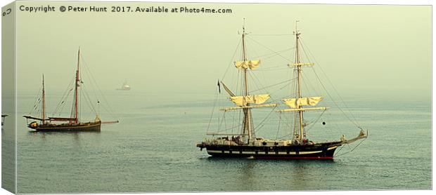Anchored In The Mist Canvas Print by Peter F Hunt
