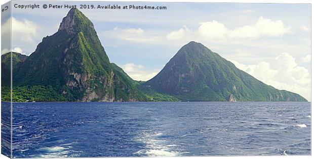 The Pitons St Lucia Canvas Print by Peter F Hunt