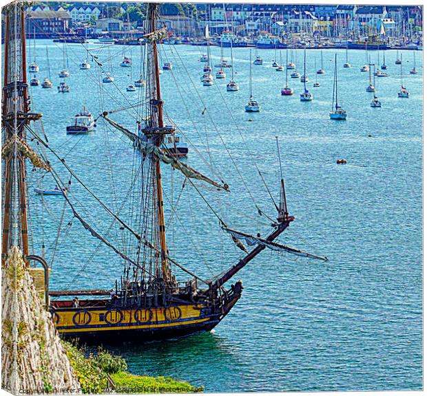 Shtandart Leaving Plymouth Canvas Print by Peter F Hunt