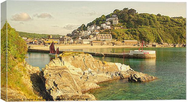 Looe Pier And Beach Canvas Print by Peter F Hunt