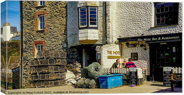 Relaxing At Port Isaac  Canvas Print by Peter F Hunt