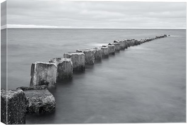 Lossiemouths wave breakers on west beach Canvas Print by Lloyd Fudge