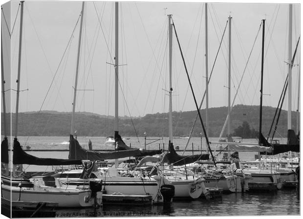 Sailboats in Black and White Canvas Print by Pics by Jody Adams