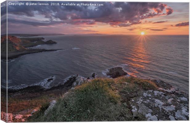 Causeway Sunset Canvas Print by Peter Lennon