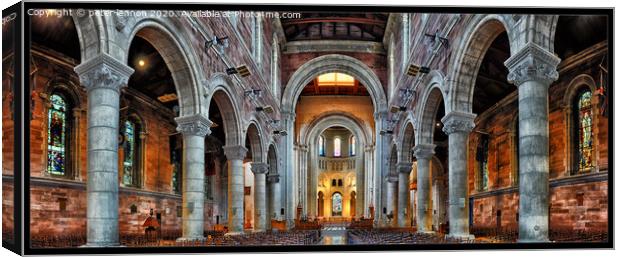The Aisle of St Annes Cathedral, Belfast Canvas Print by Peter Lennon