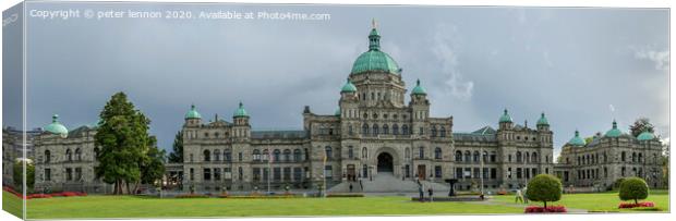 The Parliament Building, Victoria, Vancouver Islan Canvas Print by Peter Lennon