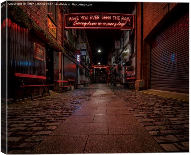 Down The Alley Canvas Print by Peter Lennon