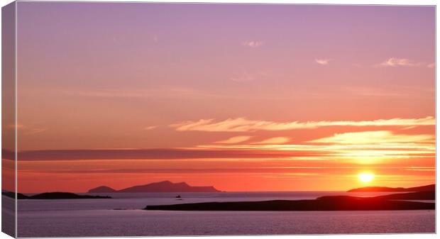 Island of Foula in the Sunset Canvas Print by Anne Macdonald