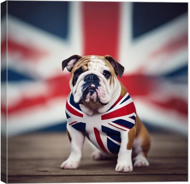 Union Flag and British Bulldog Canvas Print by Anne Macdonald