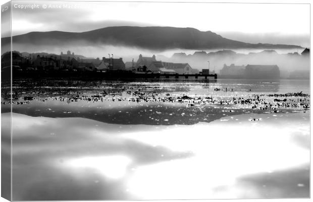Low Lying Mist Over Scalloway, Shetland. Canvas Print by Anne Macdonald
