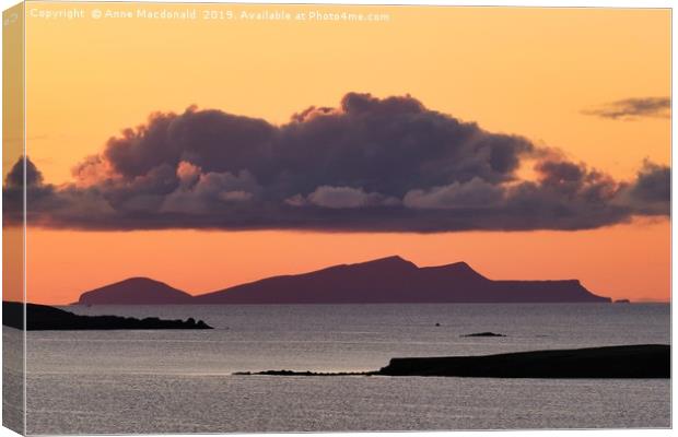 Sunset And Cloud Over Foula                        Canvas Print by Anne Macdonald