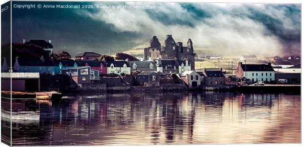 Mist And Reflections In Scalloway Canvas Print by Anne Macdonald