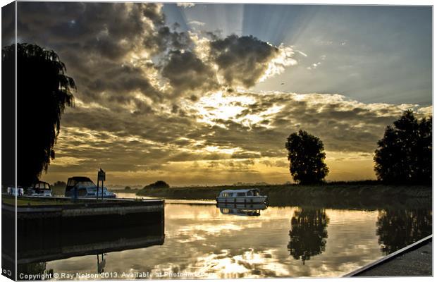 Early Morning Broads Cruise Canvas Print by Ray Nelson