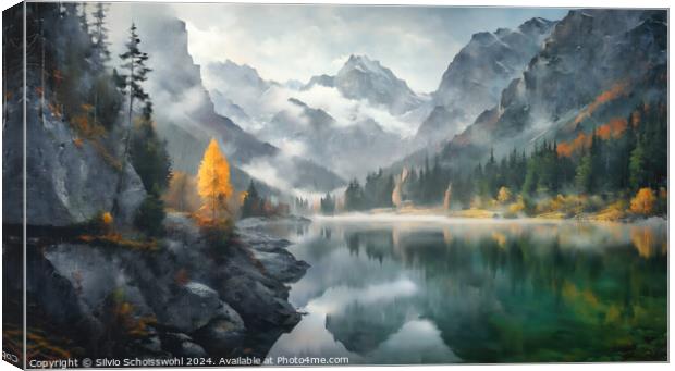 Mysterious mountain lake Canvas Print by Silvio Schoisswohl