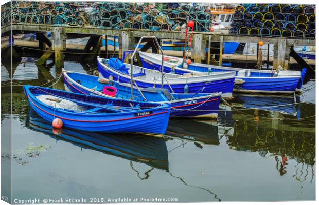 Four Tethered Boats, Whitby Canvas Print by Frank Etchells